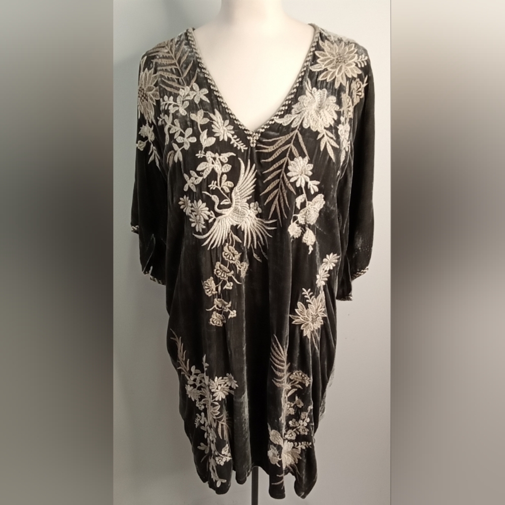 Johnny Was Embroidered Velvet tunic